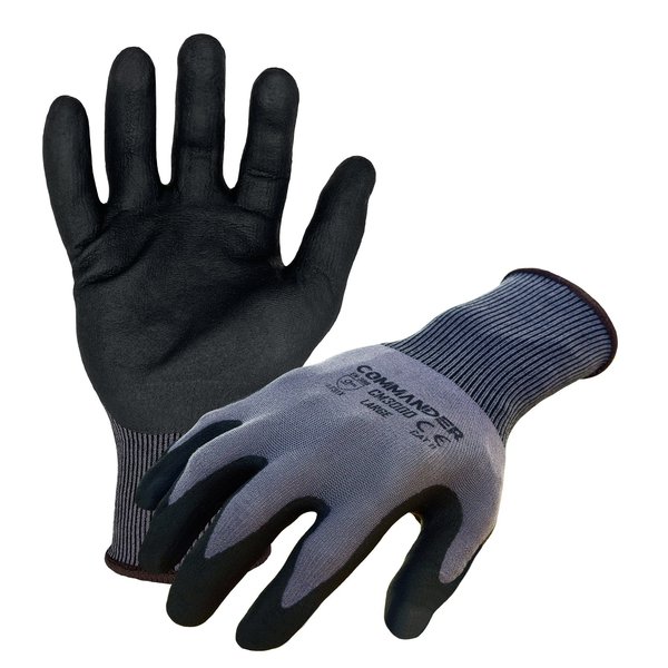 Azusa Safety Commander 15 Ga. Gray Nylon/Spandex Work Gloves, Black Micro-foam Nitrile Palm Coating, 2XL CM3000